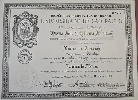 Diploma de Doutor em Ciências, área de Cardiologia, Universidade de São Paulo, 2006